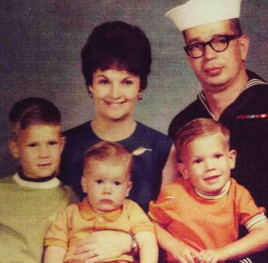 Joanne Rhue Harrison with her husband and children